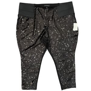 Eloquii Black Miracle Flawless Sequin High Rise Ponte Leggings Pants size 28 NEW